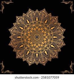 Flower Luxury mandala background with golden arabesque pattern Arabic Islamic east style. Ramadan Style Decorative mandala. Mandala for print luxury ornamental mandala design background in gold color 