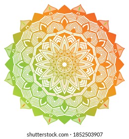 Flower luxury ornament mandala with Gradient green and orange