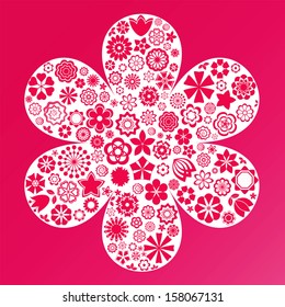 Flower made of small flowers. Each small flower isolated and grouped, so it's easy to use it separately. 