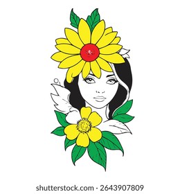 Flower Maiden Alphabet Vektordesign