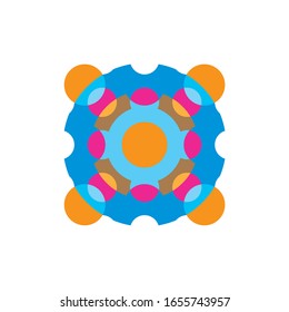 Flower mandala abstract circle icon sunflower, symbol rotate, sun, round, sign rose, blossom, full color, decorative ornament