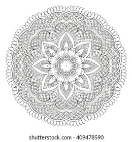 Flower Mandala. Abstract vector ornaments. Ethnic decorative elements. Circular ornament. Leaf. Leaves and sunflower.
