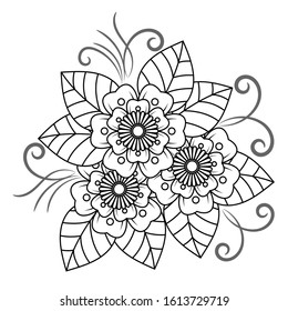 Flower mandala for adults relaxing coloring book.