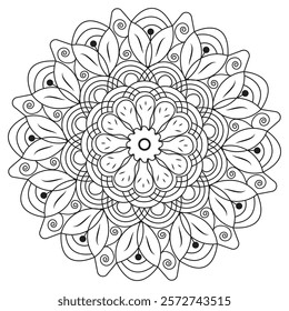 Flower Mandala Art. Circular pattern in form of mandala with flower for Mehndi, tattoo, decoration. Decorative ornament in ethnic oriental style. Vector illustration.