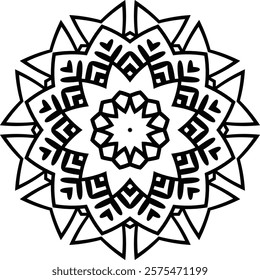 Flower Mandala Art Easy Circular Pattern in the Form of a Mandala Decorative Ornament in Ethnic Oriental Style.