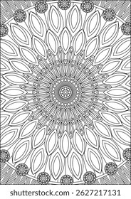 Flower Mandala Art Line Abstract Coloring Page For Adult