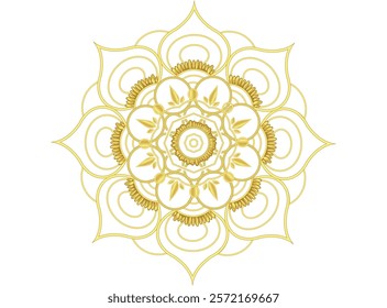 Flower mandala art with luxury golden circle frame transparent vintage gold circular pattern. mandala geometric 