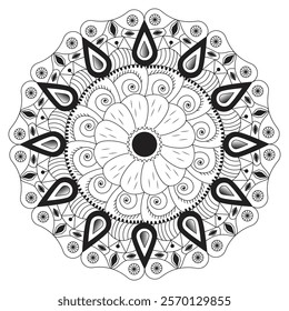 Flower Mandala Art.. Oriental Mandala vector. Mandala Coloring book line art vector illustration. Vector abstract mandala pattern.