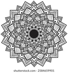 Flower mandala art for Tattoo, henna, book etc. Vector art 