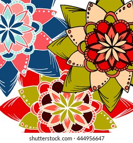 Flower mandala background for cards, prints, textile on arabic style.