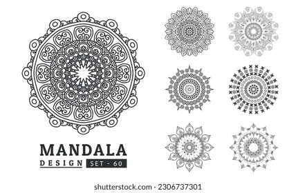 Flower Mandala background design set vector illustration