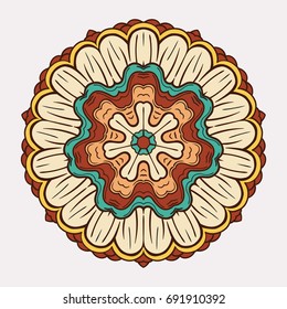 Flower Mandala Background with flat color style
