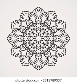 Mandala de flores con hermoso patrón ornamental. adecuado para henna, tatuajes, fotos, libros de colorido. islam, hindú, buda, india, pakistán, china, árabe