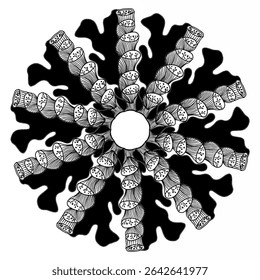 flower mandala with black and white