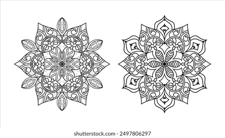 Flower Mandala in black and white background Vector