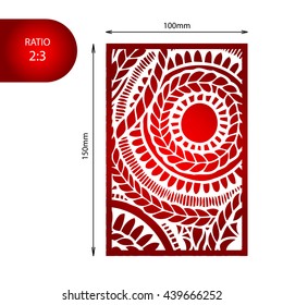 Flower mandala card - zentangle pattern. Perfect for laser cutting.