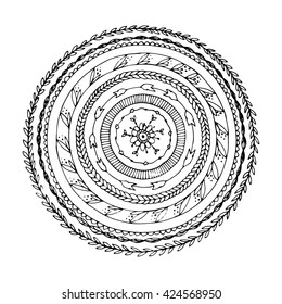 Flower mandala for cards, prints, textile and coloring books.