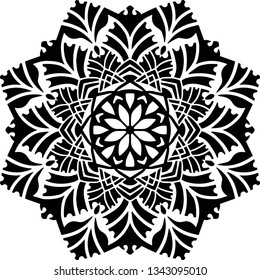 Flower mandala, Circular pattern in form of mandala for Henna, Mehndi, tattoo, decoration. Decorative ornament in ethnic oriental style. Coloring book page.