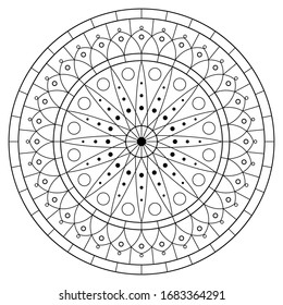  Blume Mandala. Zirkuläre Muster in Form von Mandala für Henna Mehndi oder Tattoo-Dekoration. Dekorative Ornamente im ethnisch-orientalischen Stil, Vektorillustration-Illustration. Farbige Buchseite.