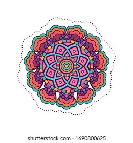 flower mandala colorful design of Bohemic ornament indian decoration retro vintage meditation henna ethnic arabic texture and tribal theme Vector illustration