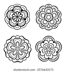 Flower. Mandala for coloring. Flower. Anti-stress coloring book page for adults.