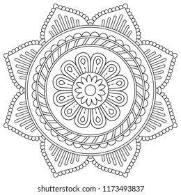Flower mandala for coloring book