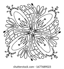 Flower mandala coloring book. Beautiful floral black and white ornament. Vintage decorative elements. Coloring book page.