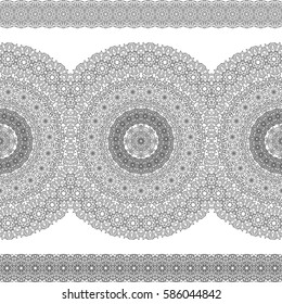 Flower Mandala for coloring book. Black and white ethnic henna pattern.Vintage decorative elements.Islam, Arabic, Indian, moroccan, turkish, pakistan, chinese ottoman motifs