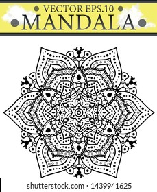 Flower mandala. Mandala for coloring book. Decorative round ornaments. Weave design elements. Yoga logos Vector.