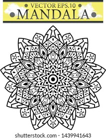 Flower mandala. Mandala for coloring book. Decorative round ornaments. Weave design elements. Yoga logos Vector.