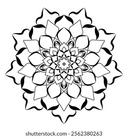 Flower mandala for coloring book with floral circular pattern