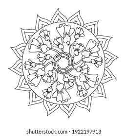 Flower Mandala Coloring Book. Hand drawn vector illustration