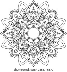 Flower Mandala for Coloring Book Page