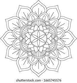 Flower Mandala for Coloring Book Page