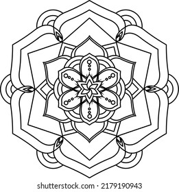 Flower Mandala coloring book simple and basic for beginners, seniors and children. Set of Mehndi flower pattern for Henna drawing and tattoo. Decoration in ethnic oriental, Indian style.