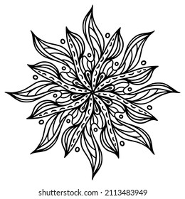 Flor Mandala Coloring book. Ornamento decorativo del círculo étnico vectorial oriental. Esquema Elementos decorativos de época. Dibujo oriental. Diseño para camisetas, patrones, pegatinas, encajes, tatuajes, yoga.