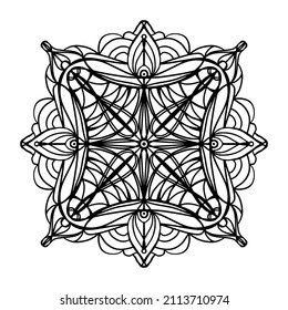 Flower Mandala Coloring book. Vector ethnic oriental circle Decorative Ornament. Outline Vintage decorative elements. Oriental drawing. Design for t-shirt, pattern, sticker, lace, tattoo, yoga.