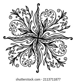 Flower Mandala Coloring book. Vector ethnic oriental circle Decorative Ornament. Outline Vintage decorative elements. Oriental drawing. Design for t-shirt, pattern, sticker, lace, tattoo, yoga.