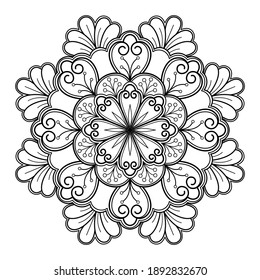 flower mandala Coloring book. wallpaper design, tile pattern, shirt, greeting card, sticker, lace pattern and tattoo. decoration for  interior design. hand drawn vector. white background
