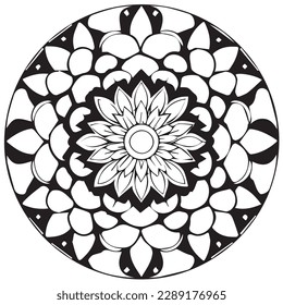 Schwarz-Weiß-Mandala für das Farbbuch