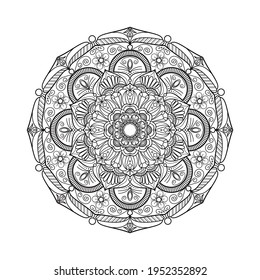 Flower mandala for coloring on a white background. Anti-stress coloring book for children and adults