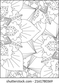 Flower mandala coloring page and floral Illustration, Mandala Coloring Book For Adult, Adult Coloring Pages Printable, Coloring Books And Pages