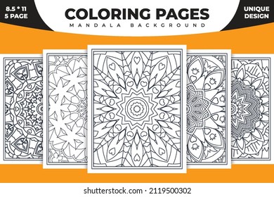 Flower mandala coloring page interior vector. Mandala pattern set. Decoration mandala coloring page pattern bundle. Vintage Arabic decoration elements. Mandala coloring pages interior collection.