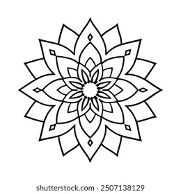 Flower Mandala coloring page. Vintage decorative elements. Oriental pattern, vector illustration