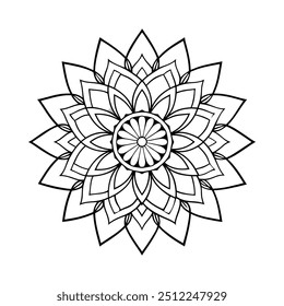 Flower Mandala coloring page. Vintage decorative elements. Oriental pattern, vector illustration