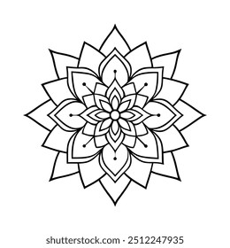 Flower Mandala coloring page. Vintage decorative elements. Oriental pattern, vector illustration