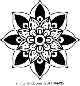Flower Mandala coloring page. Vintage decorative elements. Oriental pattern, vector illustration.