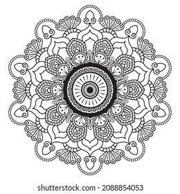 flower mandala coloring page and white background, vintage luxury mandala vector illustration design.