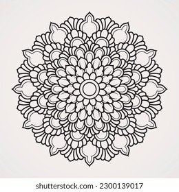 Mandala de flores con una combinación de adornos orgánicos. adecuado para henna, tatuajes, fotos, libros de colorido. islam, hindú, buda, india, pakistán, china, árabe