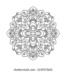 Diseño de decoración mandala flor página de colorante vectorial para adultos